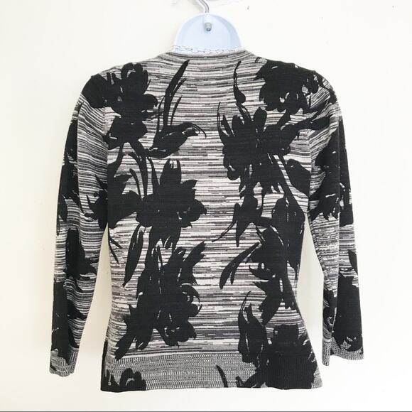 CATHERINE MALANDRINO Gray & Black Floral Cardigan, S - Picture 7 of 9